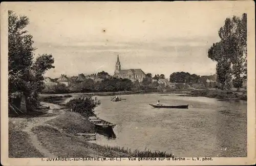 Ak Juvardeil sur Sarthe Maine-et-Loire, Vue Générale sur la Sarthe