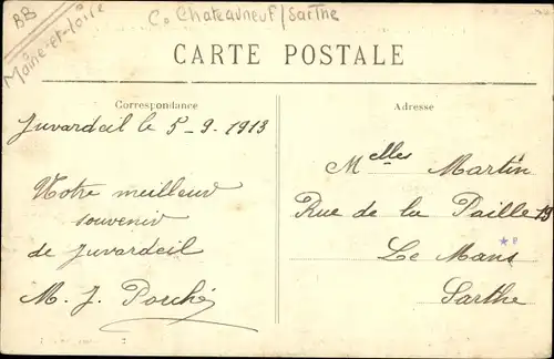 Ak Juvardeil sur Sarthe Maine-et-Loire, Vue Générale sur la Sarthe