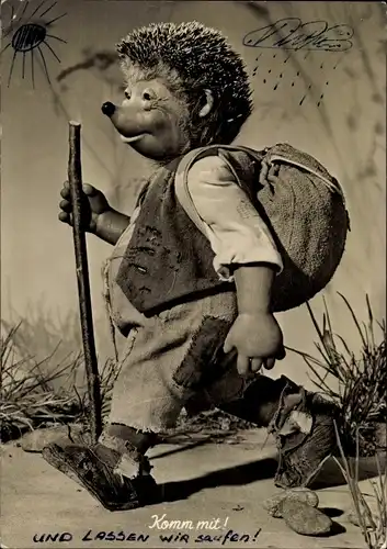 Ak Mecki der Igel auf Wanderschaft, Komm mit