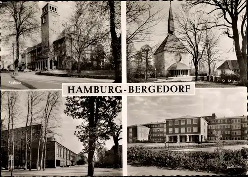 Ak Hamburg Bergedorf, Rathaus, Louisenschule, Bethesda, Kirche St. Michael