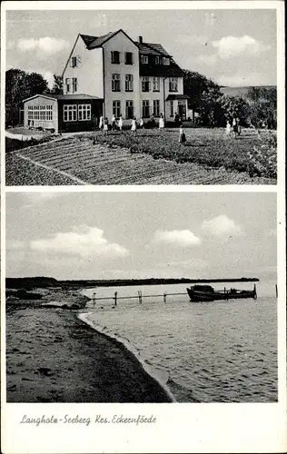 Ak Langholz Seeberg Waabs in Schleswig Holstein, Gebäude, Strandpartie