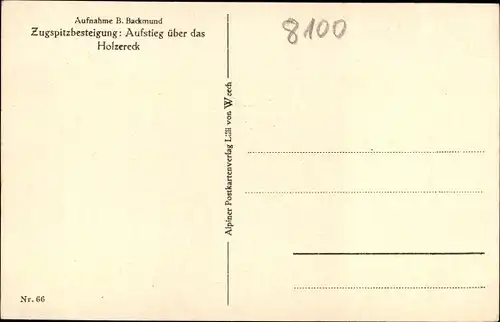 Ak Zugspitzbesteigung, Aufstieg über das Holzereck