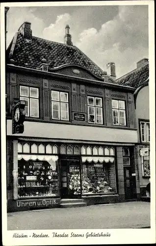 Ak Husum in Nordfriesland, Theodor Storms Geburtshaus, Uhrengeschäft