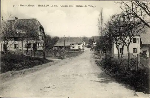 Ak Moritzwiller Elsass Haut Rhin, Grande Rue, Entree du Village