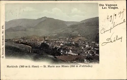 Ak Sainte Marie aux Mines Markirch Elsass Haut Rhin, Panorama vom Ort