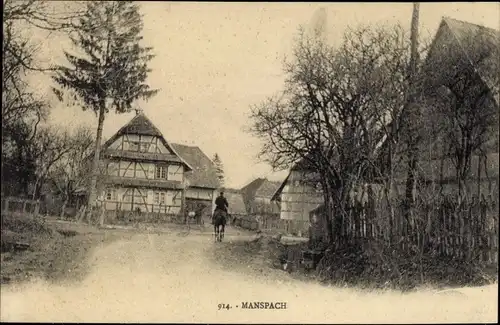 Ak Manspach Haut Rhin, Ortspartie