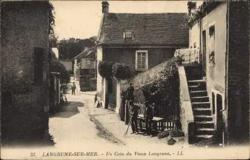 Ak Langrune sur Mer Calvados, Un Coin du Vieux Langrune