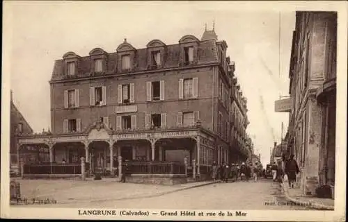 Ak Langrune Calvados, Grand Hotel et rue de la Mer