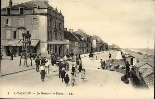 Ak Langrune Calvados, La Breche et la Digue