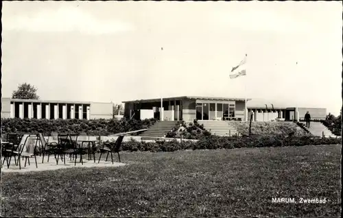 Ak Marum Groningen, Zwembad, Flagge