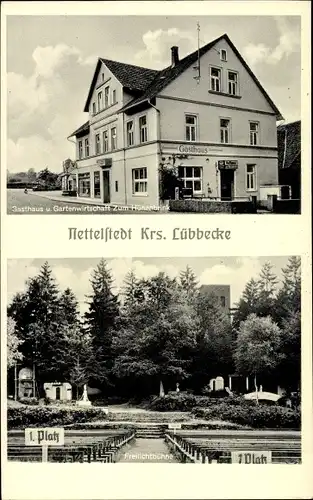 Ak Nettelstedt Lübbecke Westfalen, Gasthaus Zum Hünenbrink, Freilichtbühne