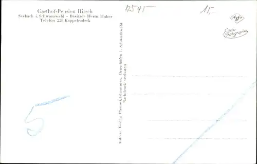 Ak Seebach Schwarzwald, Gasthof Pension Hirsch