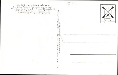 Ak Rotensol Bad Herrenalb Schwarzwald, Pension Sonne, Arthur Weiss