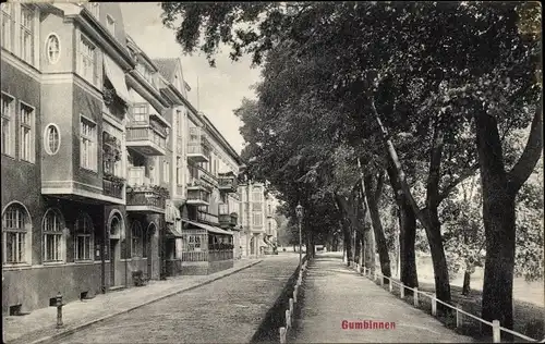 Ak Gussew Gumbinnen Ostpreußen, Dammstraße, Promenade