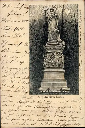 Mondschein Litho Erfurt in Thüringen, Königin Louise Denkmal