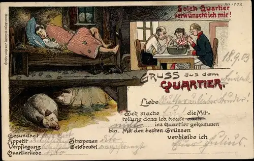 Litho Gruß aus dem Quartier, Bruno Bürger & Ottilie No. 1772