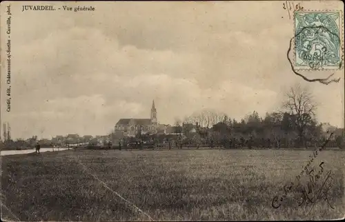 Ak Juvardeil sur Sarthe Maine-et-Loire, Blick zur Kirche