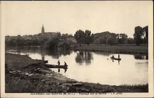 Ak Juvardeil sur Sarthe Maine-et-Loire, Paysage sur la Sarthe