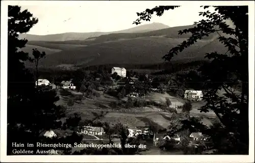 Ak Przesieka Hain Podgórzyn Giersdorf Riesengebirge Schlesien, Schneekoppenblick, Goldene Aussicht