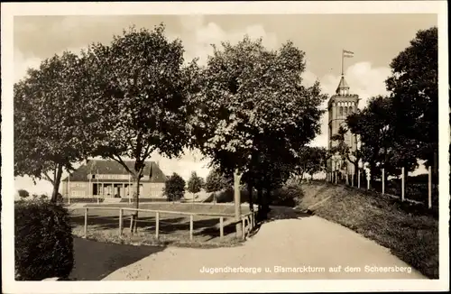 Ak Scheersberg Steinbergkirche in Angeln, Jugendherberge Haus der Jugend, Bismarckturm