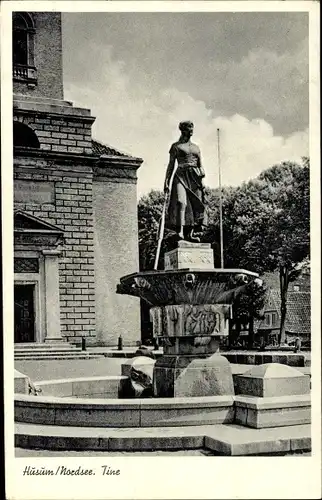 Ak Husum in Nordfriesland, Tine, Brunnen