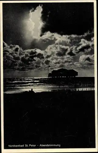 Ak Nordseebad Sankt Peter Ording, Abendstimmung