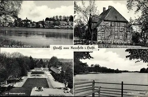 Ak Reinfeld in Holstein, Claudius Geburtshaus, Genesungsheim, Rathaus, Kirche