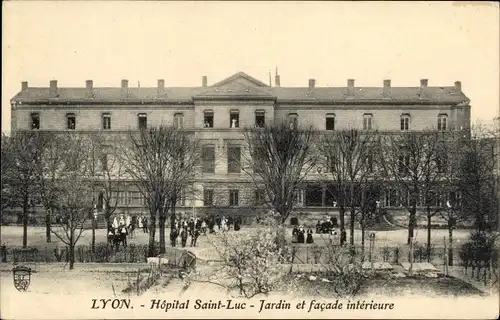 Ak Lyon Rhône, Hopital Saint Luc, Jardin et facade