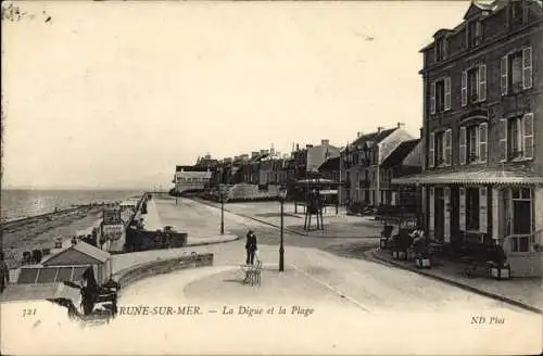Ak Langrune sur Mer Calvados, La Digue et la Plage