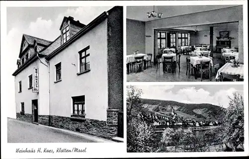 Ak Klotten an der Mosel, Weinhaus H. Kaes, Aussen- und Innenansicht