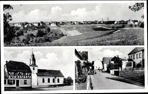 Ak Altstrimmig in Rheinland Pfalz, Gesamtansicht, Gasthof zur Erholung, Kirche