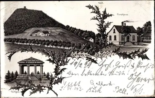 Litho Donon Hohe Donne Elsass Bas Rhin, Tempel, Forsthaus