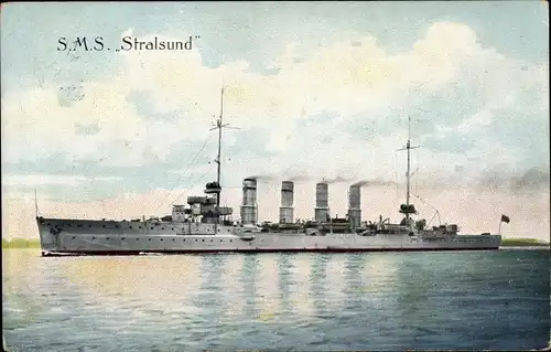 Ak Deutsches Kriegsschiff, SMS Stralsund, Kaiserliche Marine