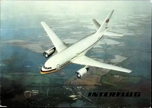 Ak Deutsches Passagierflugzeug, Interflug, Airbus A 310 208