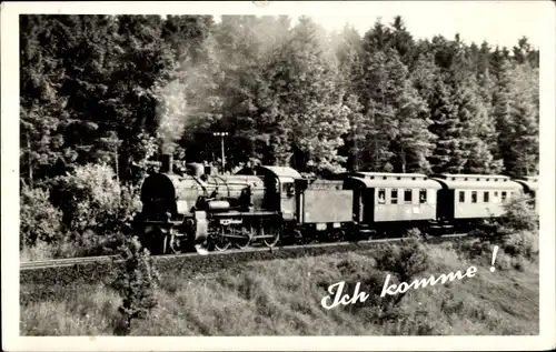 Ak Ich komme, Eisenbahn auf der Strecke, Dampflokomotive