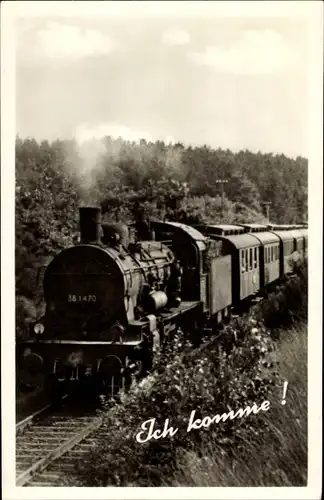 Ak Deutsche Eisenbahn, Ich komme, Reise, Urlaub, Lokomotive Nr. 381470