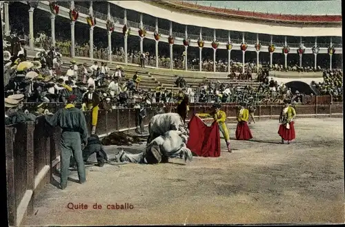 Ak Corrida de Toros, Quite de caballo, Stierkampf