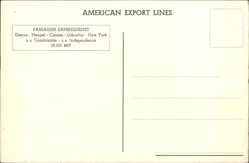 Ak Dampfschiff Independence, American Export Lines