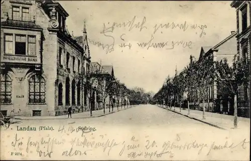 Ak Landau in der Pfalz, Südring, Bank