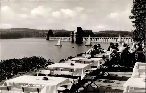 Ak Körbecke Möhnesee in Nordrhein Westfalen, Restaurant Der Seehof, Möhnetalsperre