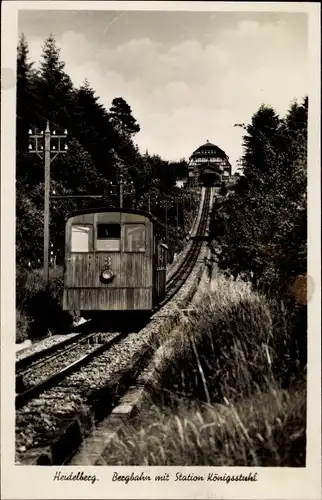 Ak Heidelberg am Neckar, Bergbahn mit Station Königsstuhl