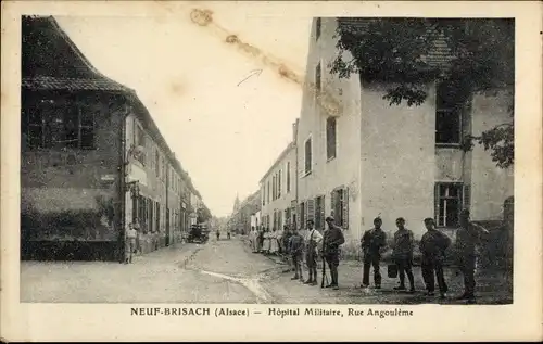 Ak Neuf Brisach Neubreisach Elsass Haut Rhin, Hopital Militaire, Rue Angouleme