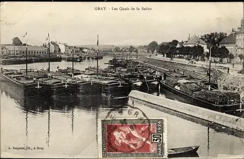 Ak Gray Haute Saône, Les Quais de la Saone