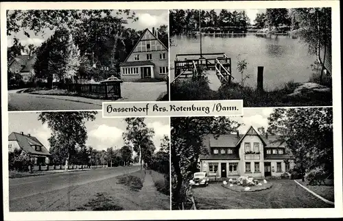 Ak Hassendorf in Niedersachsen, Gasthof, Anlegestelle, Fachwerkhaus