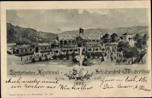 Künstler Ak Winterthur Kt Zürich Schweiz, Zürcherisches Kantonal Schützenfest 1902