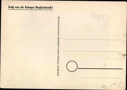 Künstler Ak Erlangen in Mittelfranken Bayern, Mann mit Bierkrügen, Bergkirchweih