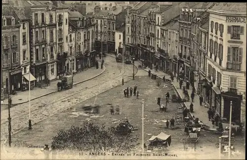 Ak Angers Maine et Loire, Entree du Faubourg Saint Michel