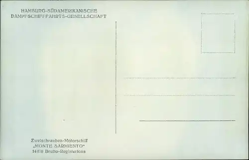 Ak Zweischrauben Motorschiff Monte Sarmiento, HSDG, Dampfschiff