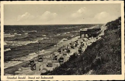 Ak Rewal Rewahl Pommern, Strand mit Badeanstalt