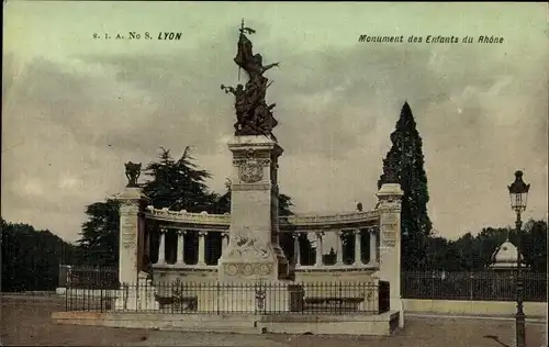 Ak Lyon Rhône, Monument des Enfants du Rhone